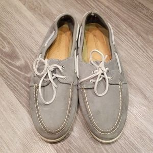 Grey Leather Boat Shoes